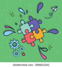 puzzle or symbol of teamwork, creative design