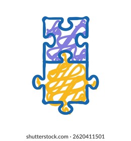solução de equipe de quebra- cabeça ícone de doodle esboço vetor. placa de solução de equipe de quebra- cabeça. símbolo isolado ilustração
