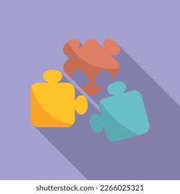 Puzzle teamwork icon flat vector. Community people. Social digital