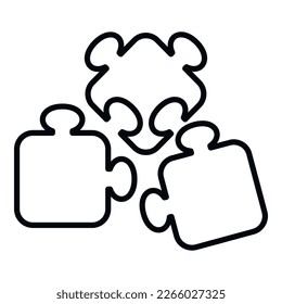 Puzzle teamwork icon outline vector. Community people. Social digital