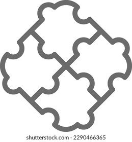 Puzzle Teamwork and Management icon with black outline style. idea, solution, concept, part, group, connection, strategy. Vector illustration