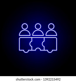 Puzzle, teamwork, workers icon. Elements of Human resources illustration in neon style icon. Signs and symbols can be used for web, logo, mobile app, UI, UX