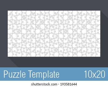 Puzzle template 10x20 pieces, vector eps10 illustration