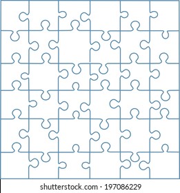 Puzzle template 36 peices vector