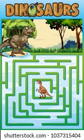 Puzzle template with dinosaur theme illustration