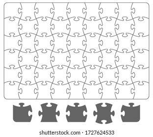 Puzzle template and puzzle pieces on white background. Board game puzzle for Your business project. Vector Illustration