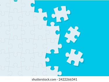 Puzzle Texture With Blue Background , Vector Illustration