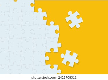 Puzzle Texture With Yellow Background , Vector Illustration