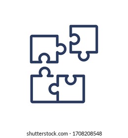 Puzzle thin line icon. Jigsaw, element, challenge, solving, solution isolated outline sign. Connection concept. Vector illustration symbol element for web design and apps