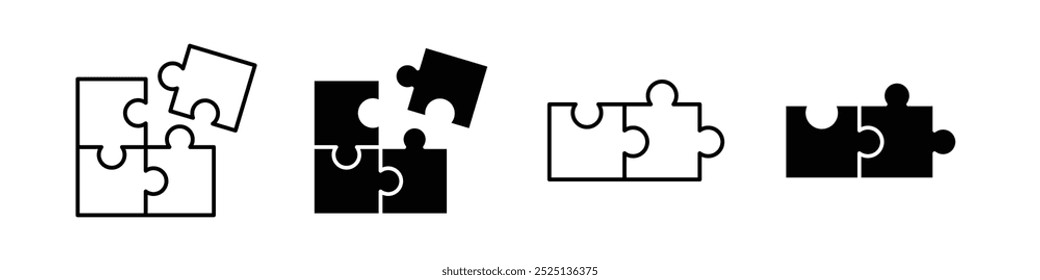 Puzzle thin line vector icons collection
