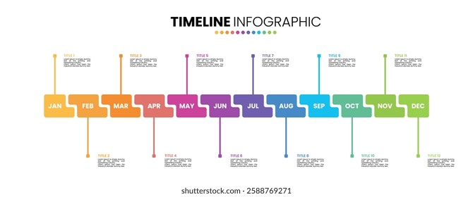 Puzzle timeline infographic presentation template 12 options. 12 month or 1 year calendar infographic template
