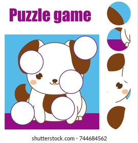 Puzzle for toddlers. Children educational game. Match pieces and complete the picture. Activity for pre school years kids. Animals theme