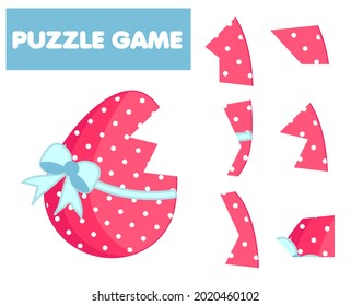 Puzzle for toddlers. Cut and glue and complete the picture of Easter egg. Educational Game for children