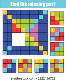 Puzzle for toddlers. Find the missing part of picture. Educational children game with abstract pattern.