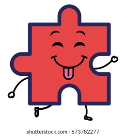Puzzle tokens flat kawaii character