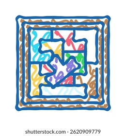 puzzle toy child baby kid doodle icon sketch vector. puzzle toy child baby kid sign. isolated symbol illustration