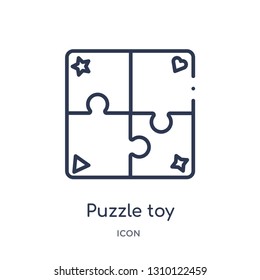 puzzle toy icon from toys outline collection. Thin line puzzle toy icon isolated on white background.