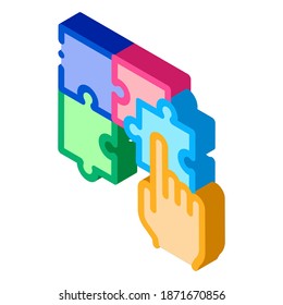 vector de icono de rompecabezas. signo de juguete de rompecabezas isométrico. ilustración de símbolo aislado de color