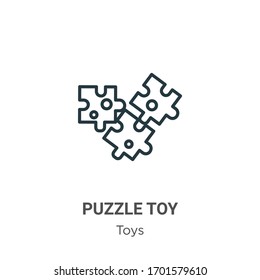 Puzzle toy outline vector icon. Thin line black puzzle toy icon, flat vector simple element illustration from editable toys concept isolated stroke on white background