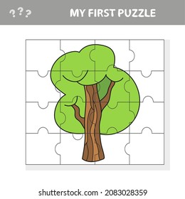 Puzzle Tree Design - Puzzle Tree Illustration for kids. My first puzzle in cartoon style