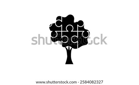 Puzzle Tree Logo, black isolated silhouette
