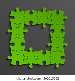 Puzzle twelve piece business presentation. Square infograph. 12 Step process diagram. Section compare banner.