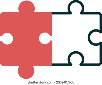 Puzzle Two Color Vector Line Icon Design