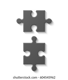 Puzzle two piece business presentation infograph. 2 Step process diagram. Section compare banner.