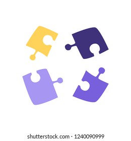 Puzzle vector cartoon. The symbol of the problem or task. Problem solving concept. There is an idea how to solve.