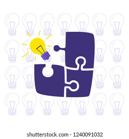 Puzzle vector cartoon. The symbol of the problem or task. Problem solving concept. There is an idea how to solve.