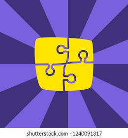 Puzzle vector cartoon. The symbol of the problem or task. Problem solving concept. There is an idea how to solve.