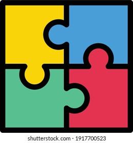 puzzle vector color line icon