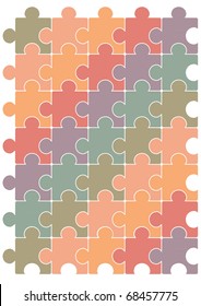 Puzzle vector eps contains 4 layers: (1) each puzzle piece with one clipping path, (2) complete puzzle pattern with one clipping path, (3) puzzle stroke layer, (4) puzzle color layer.