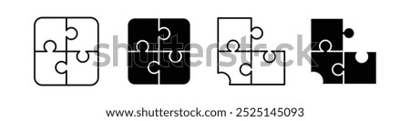 Puzzle vector filled and outlined iconss collection