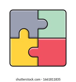 puzzle vector flat color icon 