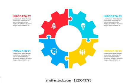 Puzzle vector gear infographics. Businecc concept for chart, diagram, web design, or presentation with 4 options.