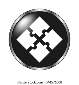 puzzle - vector icon; black button