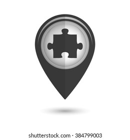 puzzle - vector icon;  black map pointer