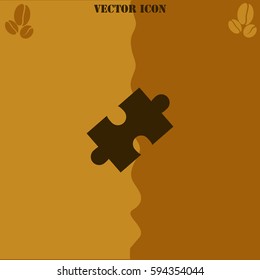 Puzzle vector  icon. Coffee symbol background.