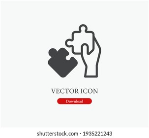 Puzzle vector icon. Editable stroke. Symbol in Line Art Style for Design, Presentation, Website or Apps Elements, Logo. Pixel vector graphics - Vector