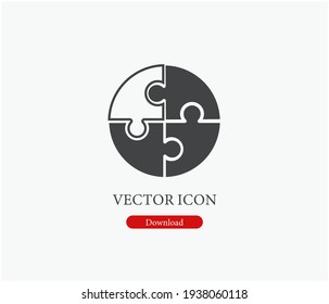 Puzzle vector icon. Editable stroke. Symbol in Line Art Style for Design, Presentation, Website or Apps Elements, Logo. Pixel vector graphics - Vector