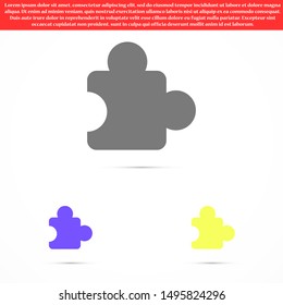 Puzzle vector icon. Puzzle for icon games. Puzzle home game icon. Puzzle for kids icon.10 EPS and. flat design.