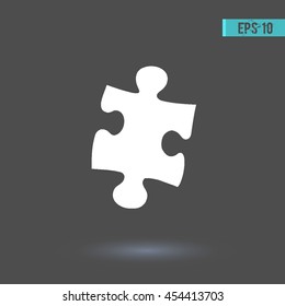 Puzzle vector icon. Graphic symbol for web design, logo. White glyph on a gray background. Isolated sign.