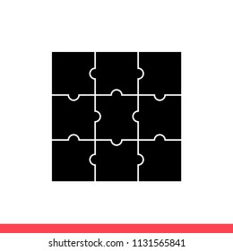 Puzzle vector icon, jigsaw symbol. Simple, flat design for web or mobile app