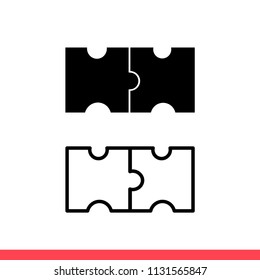 Puzzle vector icon, jigsaw symbol. Simple, flat design for web or mobile app