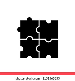 Puzzle vector icon, jigsaw symbol. Simple, flat design for web or mobile app
