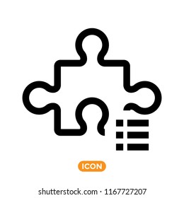Puzzle Vector Icon in Line Flat Style