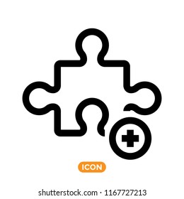 Puzzle Vector Icon in Line Flat Style