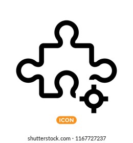 Puzzle Vector Icon in Line Flat Style