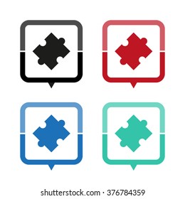 puzzle - vector icon; map pointer;  message bubble